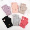 Winter Elastic Keep Finger Warm Flip Thicken Warm Knitted Gloves Half Capped Fingerless Mittens