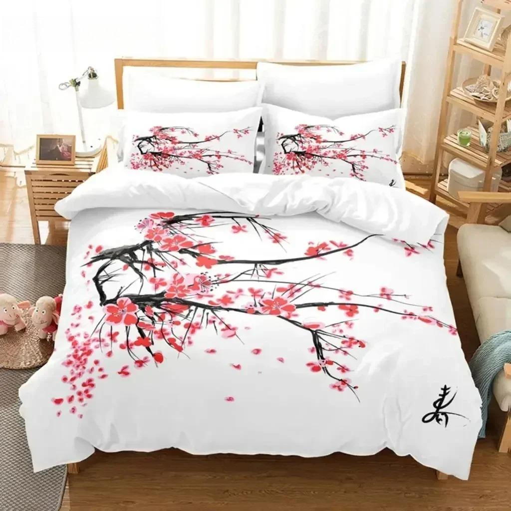 Floral Duvet Cover Sets Double Bed Scenic Quilt Cover Single Bed Queen Bedding Set With Pillowcase Polyester