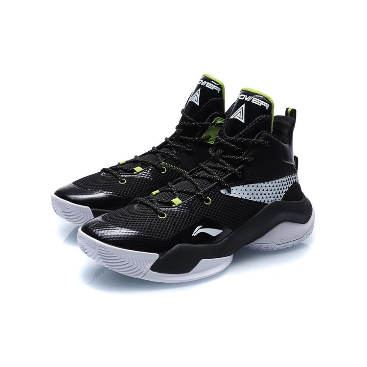 Li Ning Power 7 Амортизирующие Скользкие Устойчивые к истиранию Высокие Баскетбольные Кроссовки Мужские Черно-белые ABPQ041-2