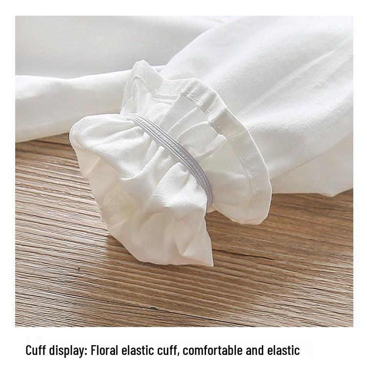 2022 Белая кружевная рубашка с длинным рукавом для девочек - Повседневная весенняя одежда для малышей и школьниц