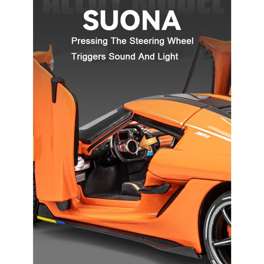 1/24 Sports Car Model Koenigsegg Alloy Diecast High Simulation Scale Toy Pull Back Doors Can Open Boys Birthday Gifts Decoration