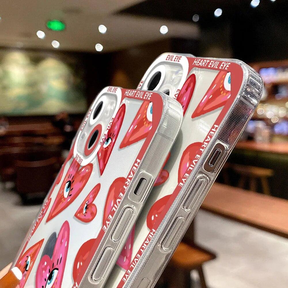 Red Eye Pattern Soft Phone Case For iPhone 15 14 Pro 12 11 13 Pro Max XR XS X 12 Mini 7 8 15 Plus SE Silicone Shockproof Cover