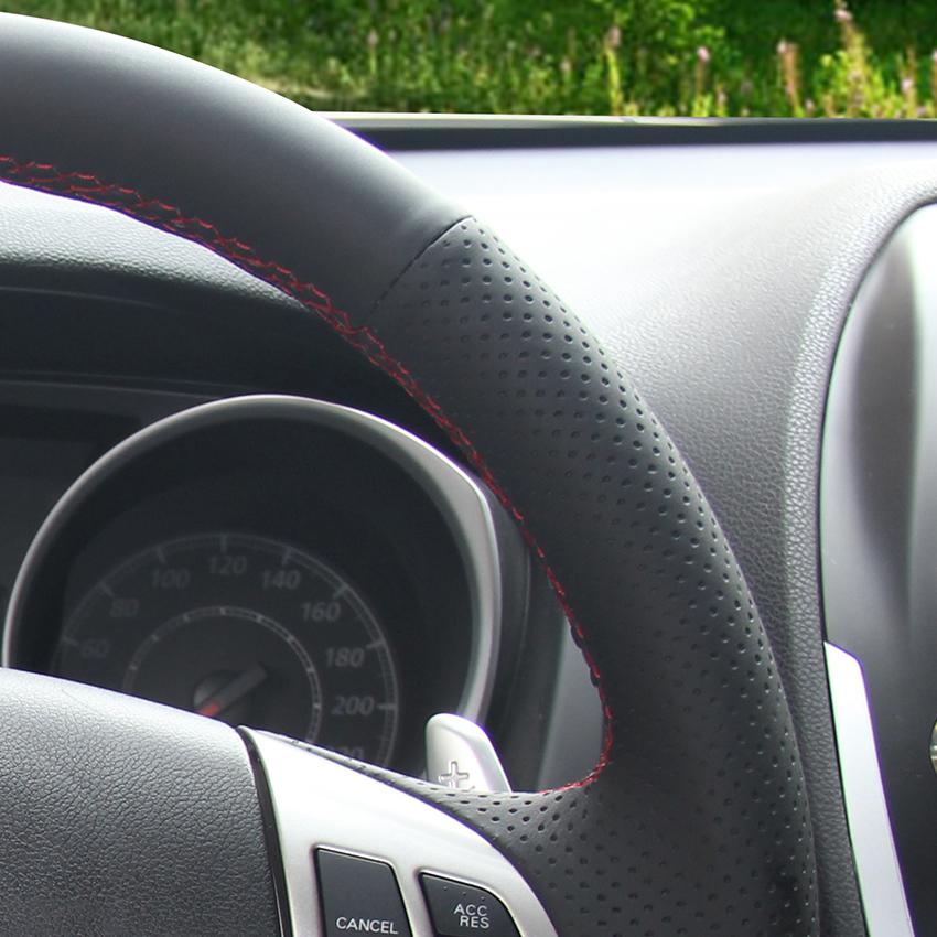 Black Faux Leather Car Steering Wheel Cover for Mitsubishi Lancer X 10 Outlander ASX Colt 2006-2015 Citroen C-Crosser 2007-2012