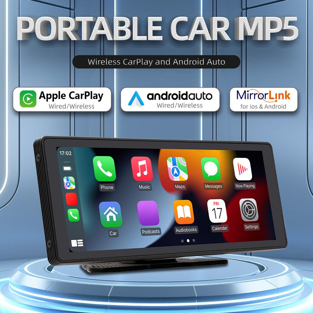 10,26-дюймовый автомобильный мультимедийный проигрыватель HD с сенсорным экраном, беспроводной мультимедийный видеоплеер Carplay, Mirrorlink, портативный MP5-плеер, автомобильный видеорегистратор