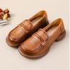 Women Loafers Shoes Genuine Leather Fashion Thick Heels Student Shoes Female British Style Lady Oxford Shoes Footwear