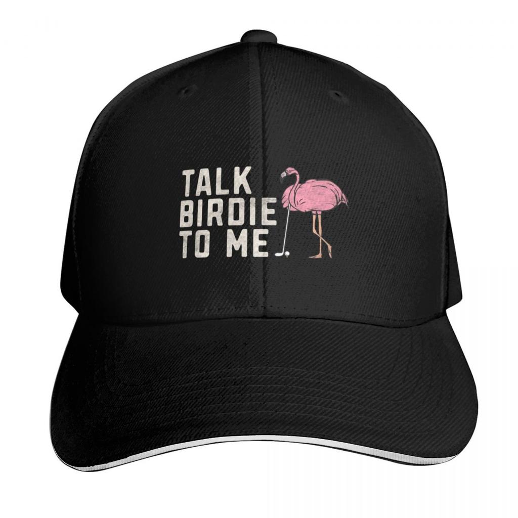 Flamingo Playing Golf Talk Birdie To Me Golf Funny Golfing Gift Baseball Cap Men Women Casual Summer Sport Sun Cap