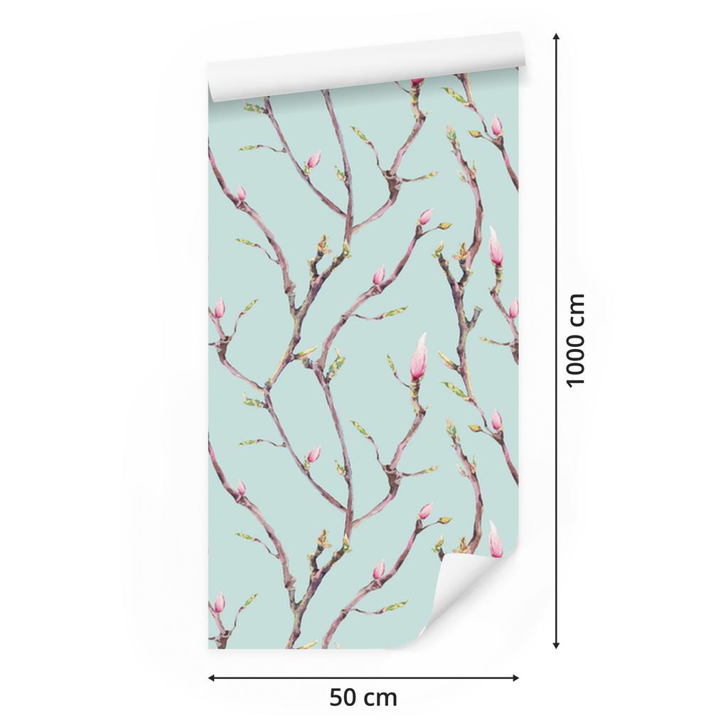 Tree Branches Wallpaper in Watercolor Style for Living Room and Bedroom 50x1000