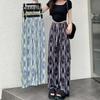 Женские повседневные брюки, прямые широкие брюки с чернильным принтом, длинные брюки с эластичной резинкой на талии, тонкие походные брюки с регулируемым шнурком
