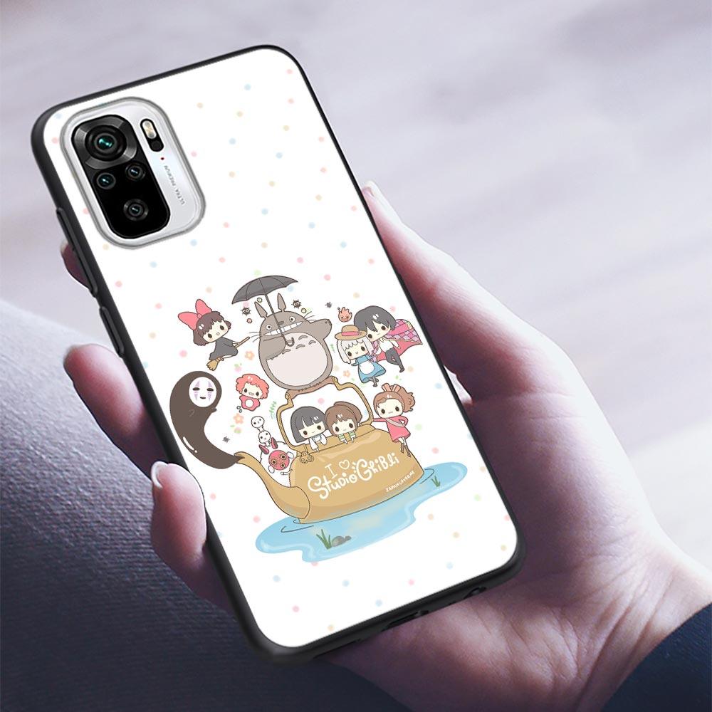 Милый чехол для телефона Studio Ghibli Тоторо Миядзаки с аниме для Xiaomi Redmi Note 9 9T 10 11 11E 8 7 Poco M3 M4 Pro 5G, черные чехлы