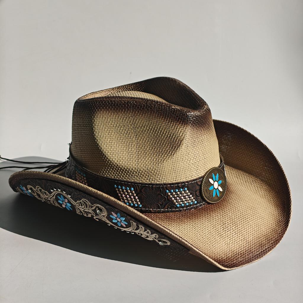 New Embroidery Accessories Straw Cowboy Hat For Women And Men – Western Sun Hat For Country Concert Rodeo And Cowgirl Outfit