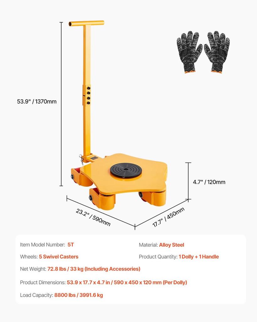 Machine Skate 8800 lbs Machinery Moving Skate with Handle 360° Rotation