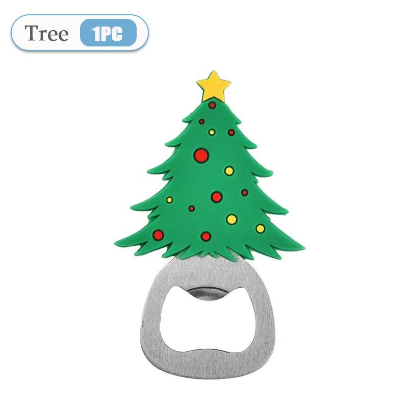 1-10PC Christmas Magnetic Bottle Opener Santa Claus Beer Eagle Silicone Fridge Magnet Kitchen Tool Holiday Gift Party Home Decor