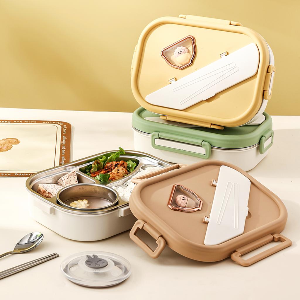 1200 мл 304 нержавеющая сталь Bento Lunch Box с суповой чашей портативный герметичный пищевой контейнер 4 отсека контейнер для обеда