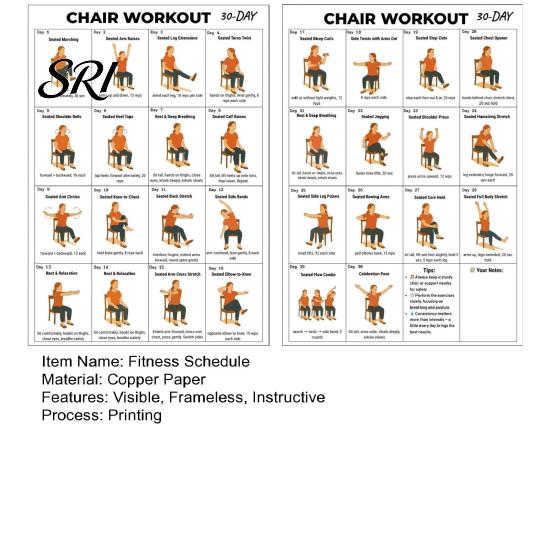 Therapy Room Exercise Poster 2Pcs Tai Chi Chair Exercises for Seniors and Beginners 10x8 Inch Frameless Fitness Senior Mobility Schedule with