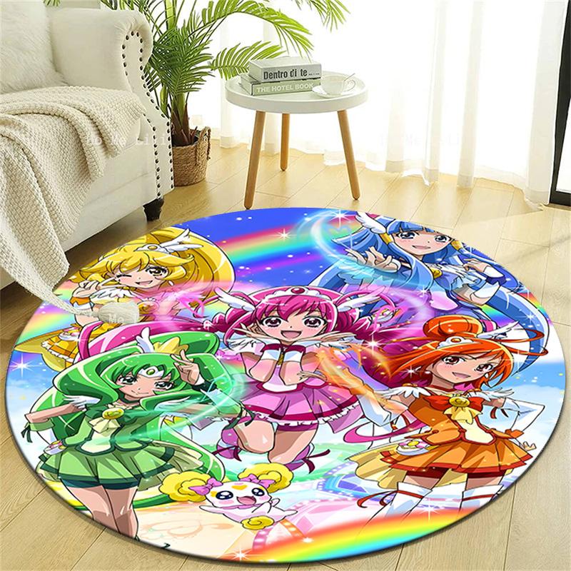 1pc Pretty Cure1 Design Printed Area Round Carpet for Bedroom Living Room Home Decor Rugs Mat Non Slip Mat Rug for Bedside