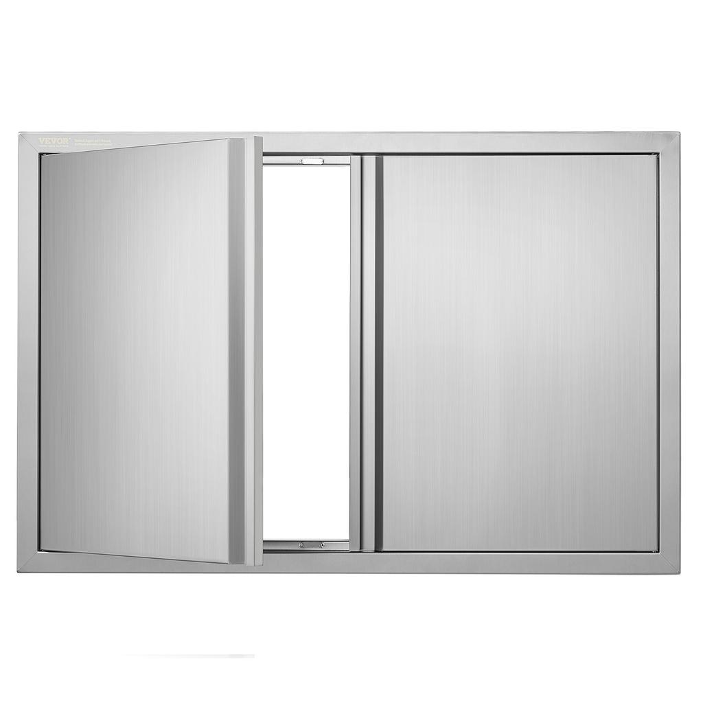 BBQ Access Door, 914x610 mm Double Outdoor Kitchen Door, Stainless Steel Flush Mount Door, Wall Vertical Door with Recessed Handles , for BBQ Island,