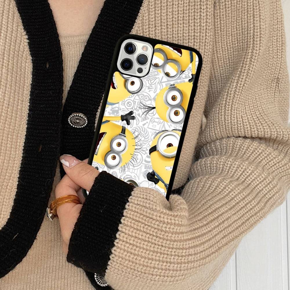 Cartoon Anime Yellow M-Minions Phone Case For IPhone 17 16 15 14 13 Plus 12 11 Pro Max PC+TPU Cases Back Cover
