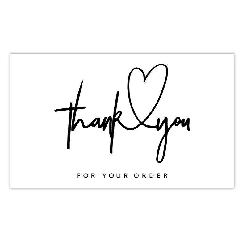 Black Thank You Greeting Cards, 50 Sheets/Pack