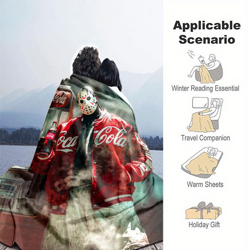 Christmas gift Halloween themed cola beverage Coca Cola blanket soft home furnishing nap decoration four seasons warm Sherpa blanket U26
