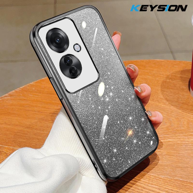 KEYSION Роскошный чехол-бампер с блестками и покрытием для OPPO Reno11 F 5G, прозрачный, из мягкого ТПУ, противоударный задний чехол для OPPO Reno 11F 5G