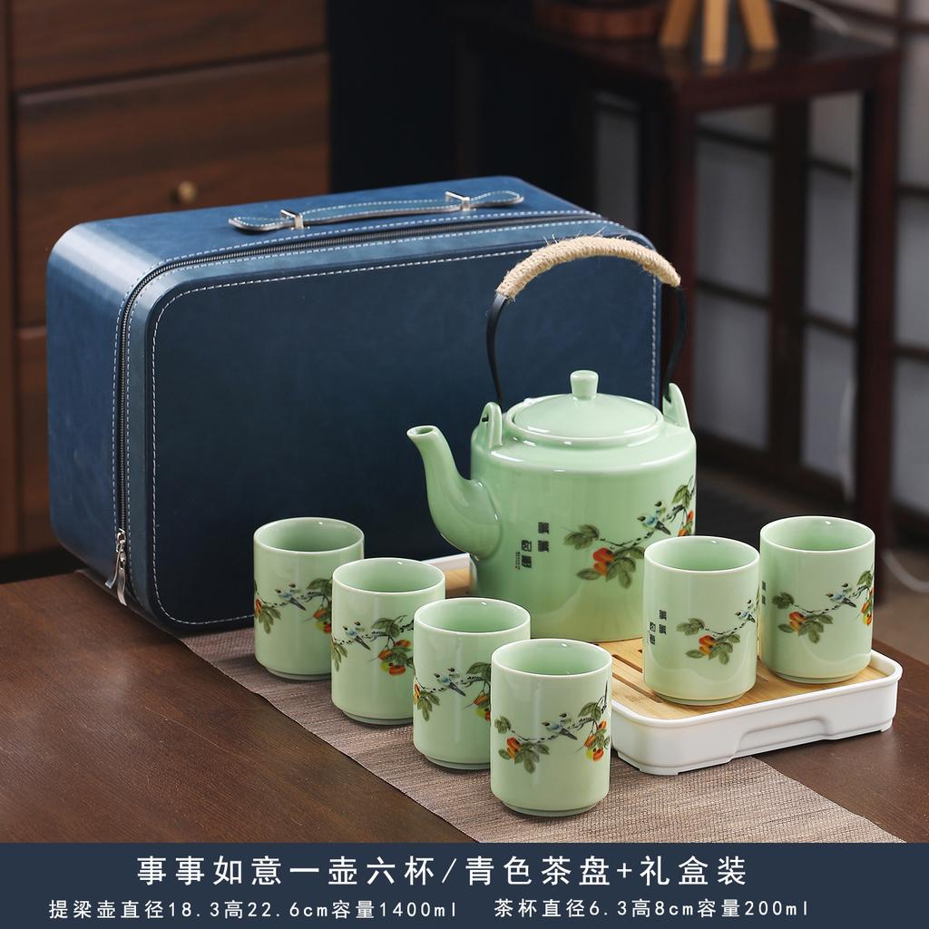 Vintage Kung Fu tea set Vintage teapot Beam pot Large capacity ceramic kettle Restaurant Hotel housewarming gift