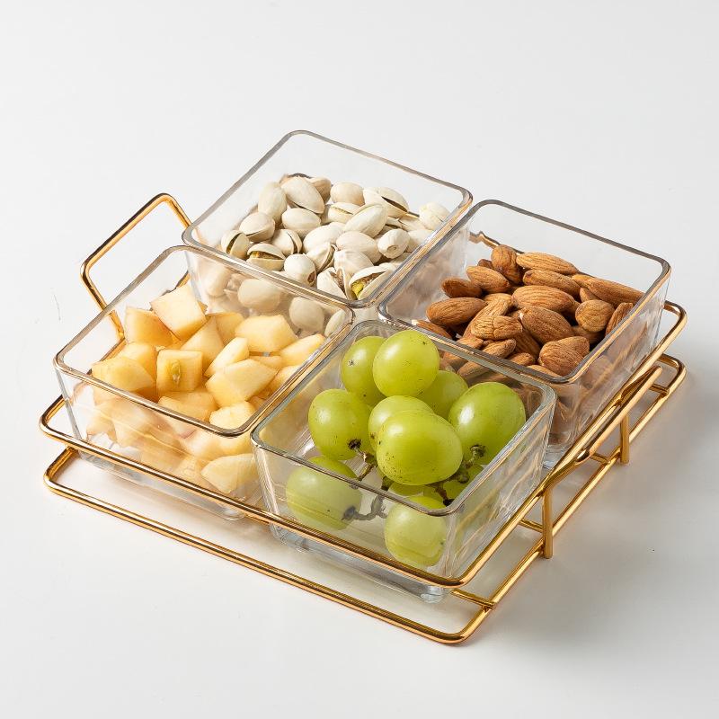 Роскошная тарелка для салата с сухофруктами, блюда для закусок, прозрачная квадратная банка для десерта, сетка для хранения продуктов, лоток для консервов, коробка