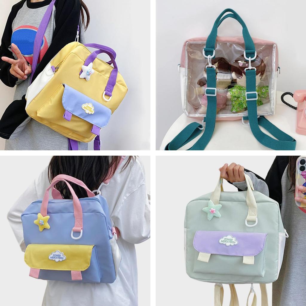 [YUYAKESHI] Сумка-шоу Ita-Bag, Прозрачная односторонняя сумка через плечо для плюшевых игрушек 20-25 см, Большая вместимость, Звездное украшение, 3 способа ношения (черный)