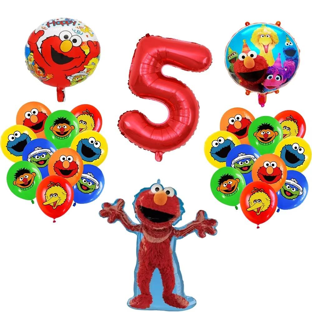 Cartoon Sesames-Streets Theme Cute ELMO COOKIE BIG BIRD Birthday Party Decoration Backdrop Balloons Cake Topper Banner For Kids