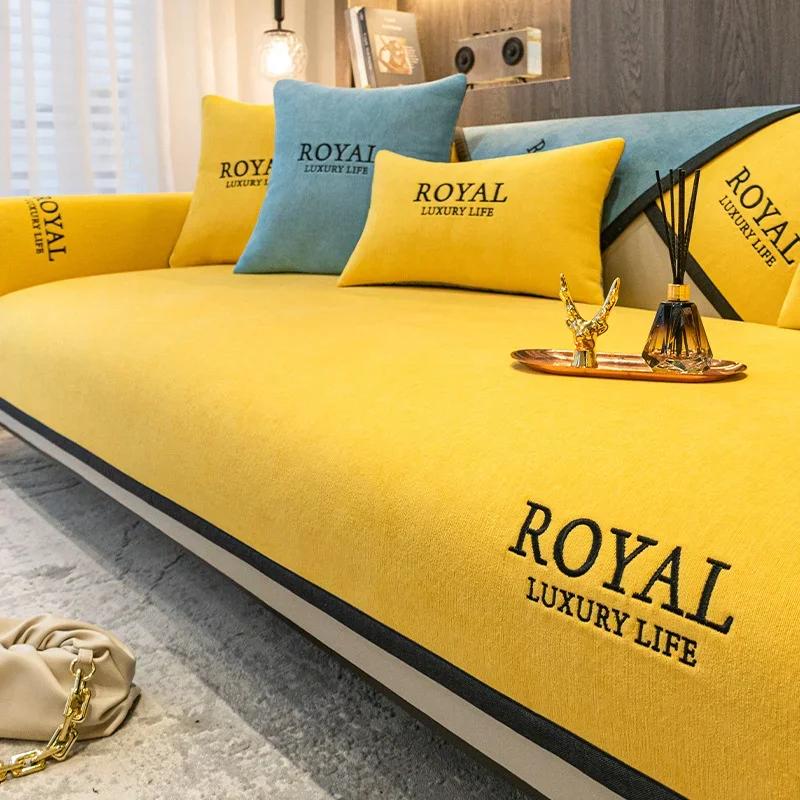 Four Seasons Universal Chenille Sofa Mat Non-Slip Sofas Cover for Living Room Couch Couch Pad Protection Covers