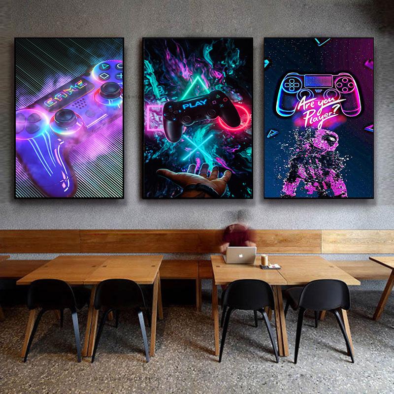 Крутая игровая ручка, холст, постеры и принты, современные настенные художественные картины для бара, игрового зала, украшение дома, подарки для мальчиков, Cuadros