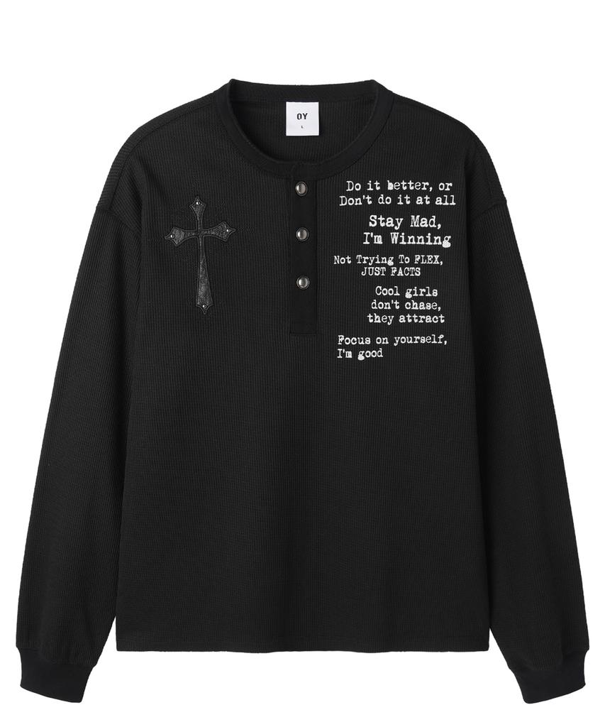 OHY Blessed Henley L/S Top - Black