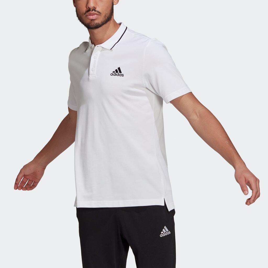 Adidas Polo Shirts Men's White Polo Collar Moderate Straight Fit GK9221