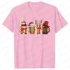 Merry Christmas Beers Men's T-shirt Drinking Lover Tees Shirt Funny Santa Beer Christmas Lights Graphic Oversized Tops for Men