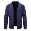 Men's V-neck Buttoned Fleece-lined Cardigan Sweater Long-sleeved Knitted Sweater Jacket