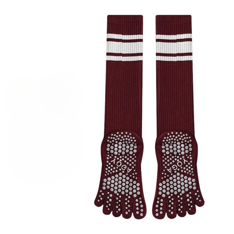 Носки для йоги с пятью пальцами, Противоскользящие, Женские для бега, Прыжков со скакалкой, Фитнеса, Велоспорта, Давление, Икры, Спортивные, Длинные чулки