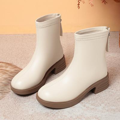 Полусапожки на среднем каблуке женские бархатные две хлопковые туфли осень и зима толстый каблук квадратный носок сапоги тонкий бархат черные теплые сапоги