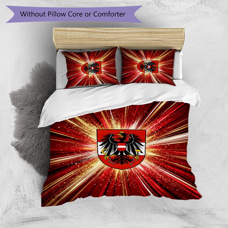 Austria Football Printed Bedding 3 Piece Set Cozy Breathable Bed Cover Set as Housewarming Holiday Gift