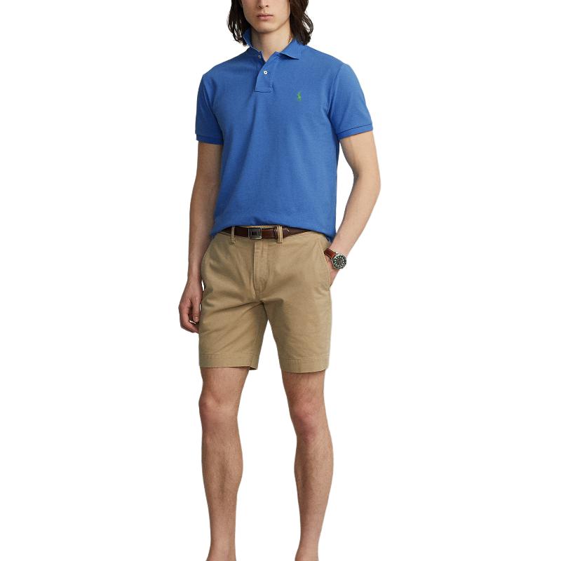 Polo Ralph Lauren Slim Fit Однотонная рубашка поло с коротким рукавом и вышитым логотипом Мужские топы синего цвета MNPOKNI1N821858-400