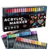 Acrylic Marker 36/60 Colors Dual Tip Paint Pens for Rock Wood Canvas Glass Ceramic Art Supplies