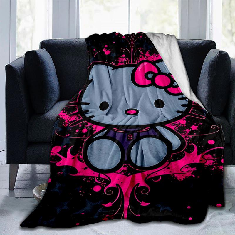 1pc Hello Kitty Cartoon Themed Blanket, Seasonal Home Decorative Throw Blanket, Living Room, Travel, Camping, Car Blankets, Beach, Office Naps, Perfec
