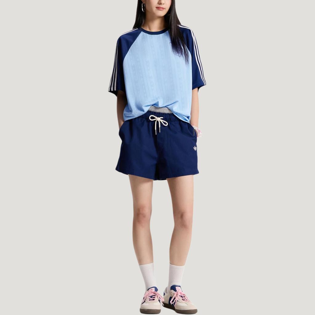 adidas Originals X Disney Кот Чешир Свободный крой Круглый вырез В полоску Повседневная Спортивная Короткий рукав Футболка Унисекс Топы KY8308