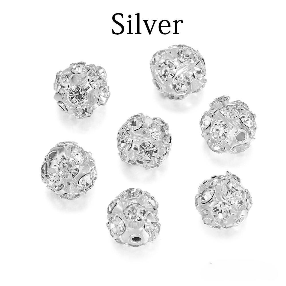 30 шт./лот, стеклянные шарики со стразами и медью, имитирующие кристалл, круглые проставки, свободные бусины для браслета, принадлежности для изготовления ювелирных изделий