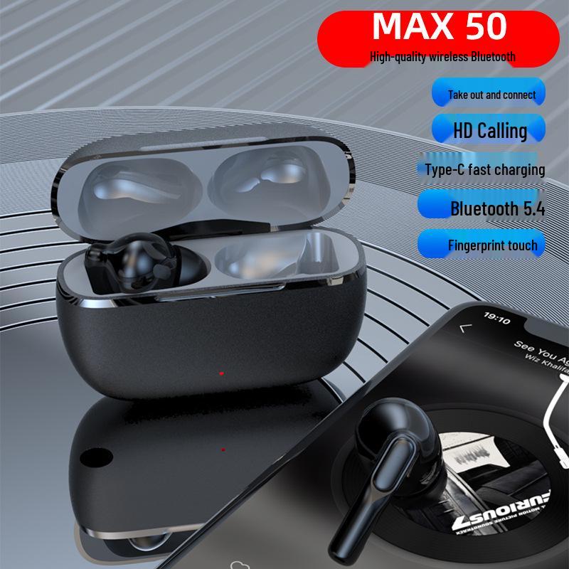 Bluetooth-наушники MAX50 из цинкового сплава с двойным шумоподавлением и сенсорным управлением по отпечатку пальца - Высококачественные беспроводные наушники.