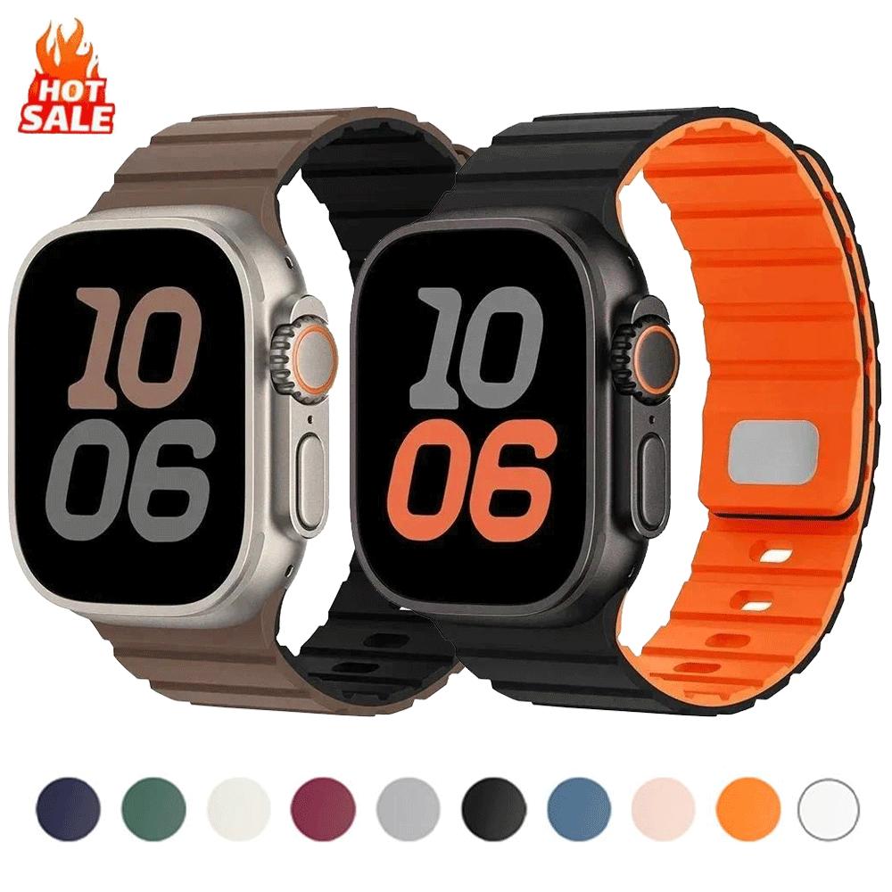 Силиконовый ремешок Магнитная застежка для Apple Watch 46 мм Ultra 3 49 мм 46 мм 45 мм 44 мм 41 мм 42 мм 40 мм для iWatch Серии 11 10 9 8 7 6 SE3