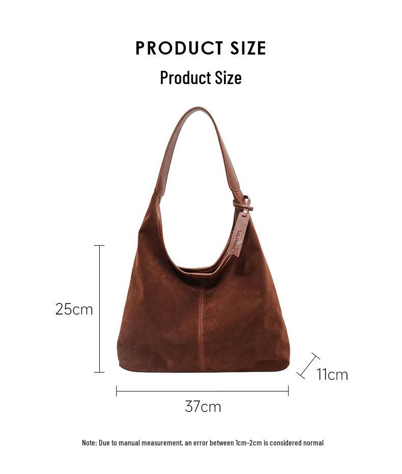 Женская ретро замшевая сумка-тоут на осень/зиму 2025 - Большая вместимость, повседневная сумка через плечо для работы