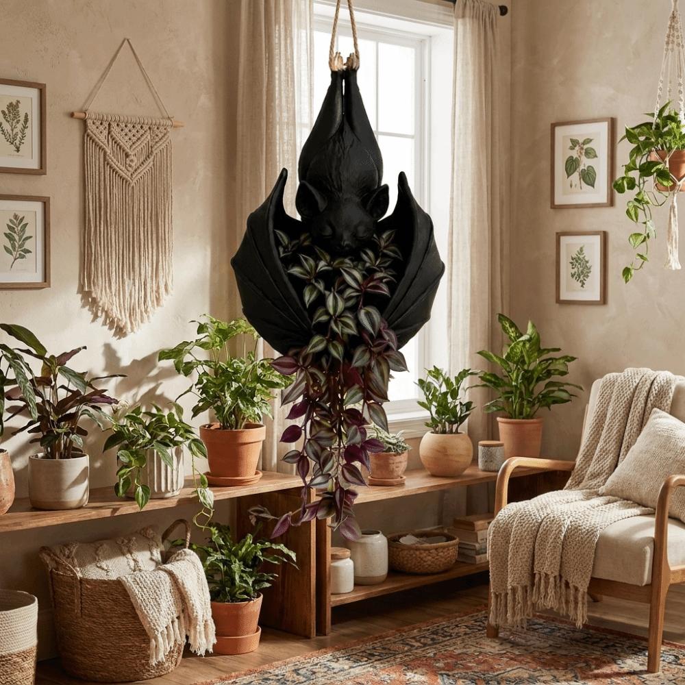 Creative Bat Shaped Flower Pot Gothic Style Bat Wing Flowerpot Unique Wall Plant Pot Garden Decor