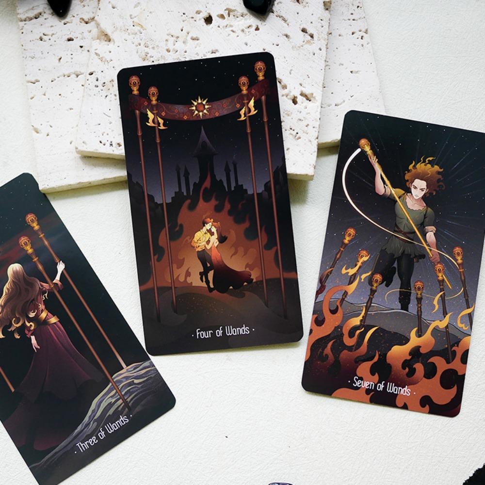 Звезды, освещающие ночь, 10,3*6 см, ОБЫЧНЫЕ, яркие, в азиатском стиле, мультяшная колода, нежная линия искусства, 78 шт., уникальные инди-карты Таро для начинающих