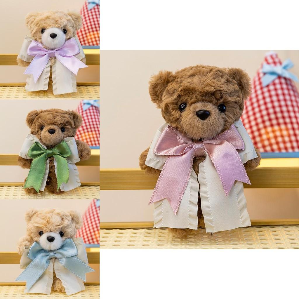 Cute Bear Couples Plush Keychain With Bow For Backpack Decoration