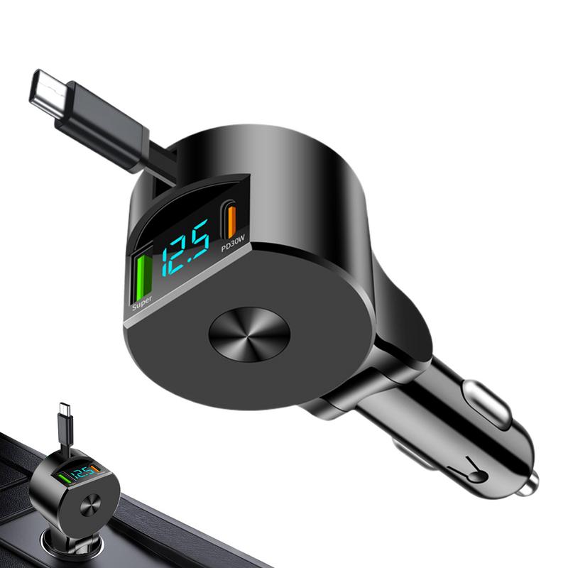 Car Charger Adapter USB Mobile Phone Charger Adapter For Auto LED Intelligent Digital Display Small Car Adapter For SUVs Trucks