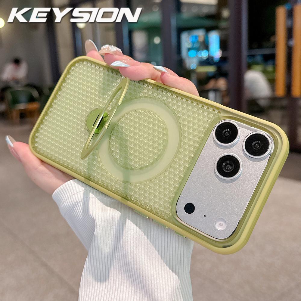 KEYSION Магнитный чехол для iPhone с защитой от перегрева, кольцом-подставкой 360°, противоударной защитой камеры, для моделей 11 12 13 14 15 16 17 Pro Max Air 16 Plus